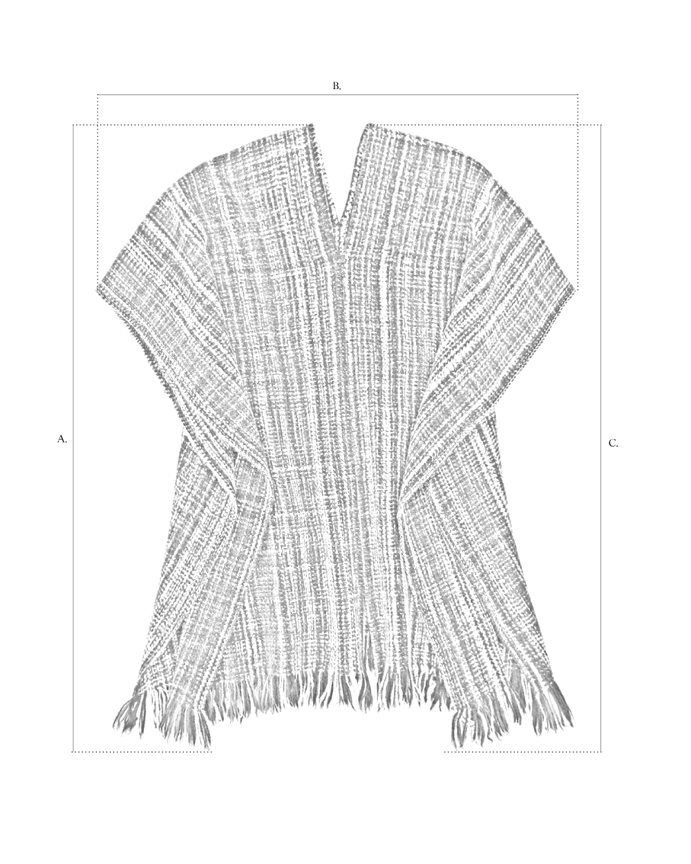 Children’s Handspun Poncho size diagram