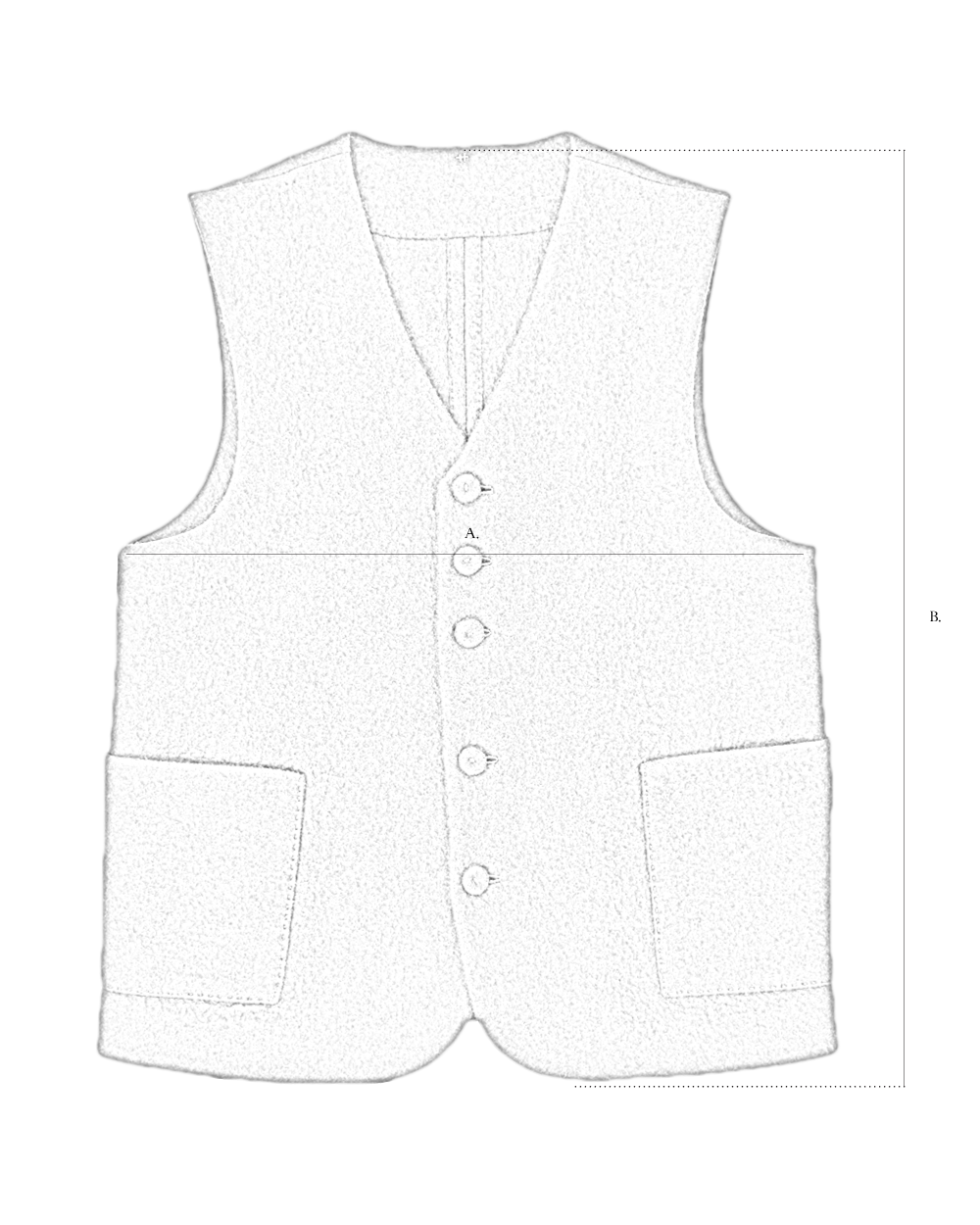 Classic Felt Vest size diagram