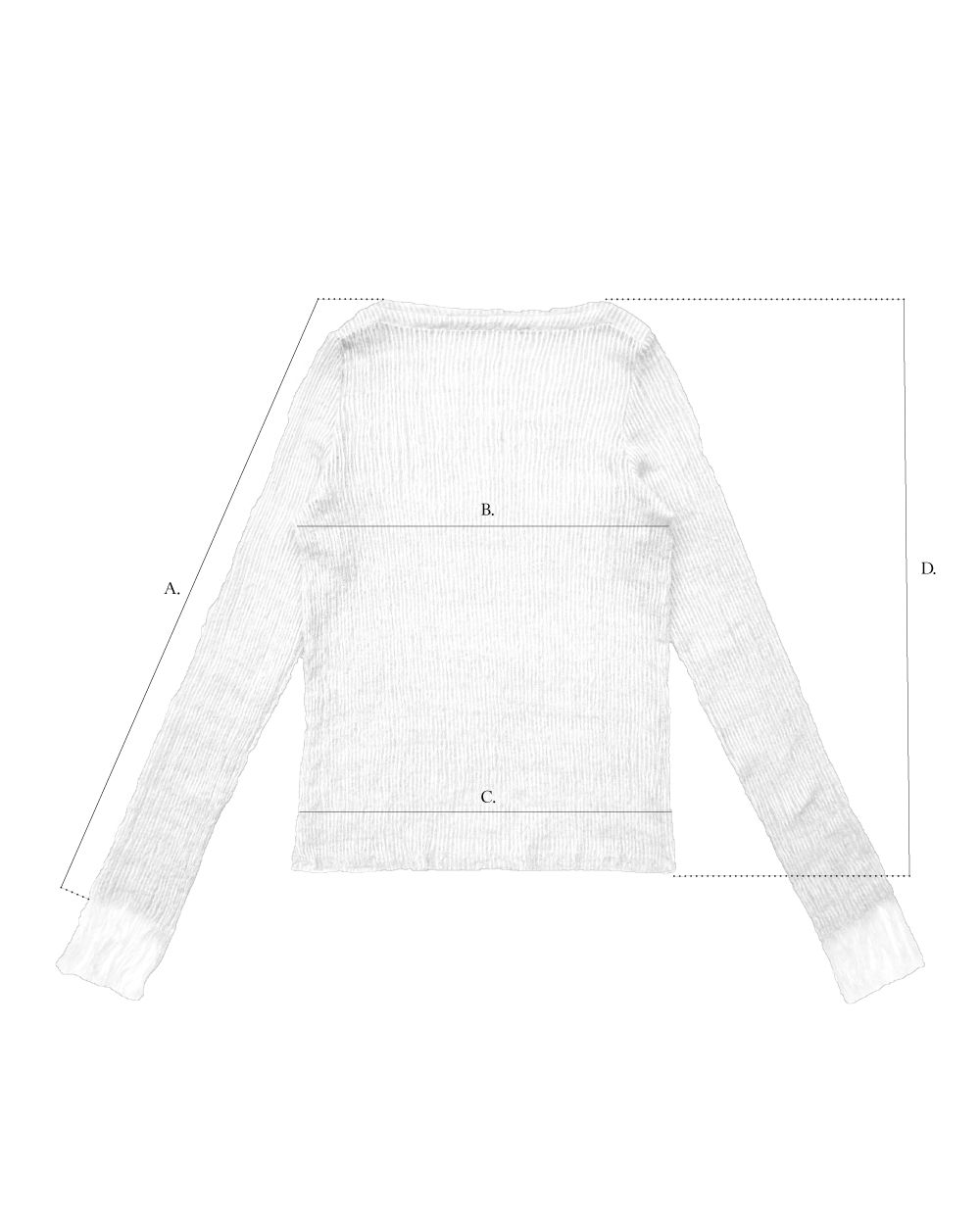 Fringed Long Sleeve Top size diagram