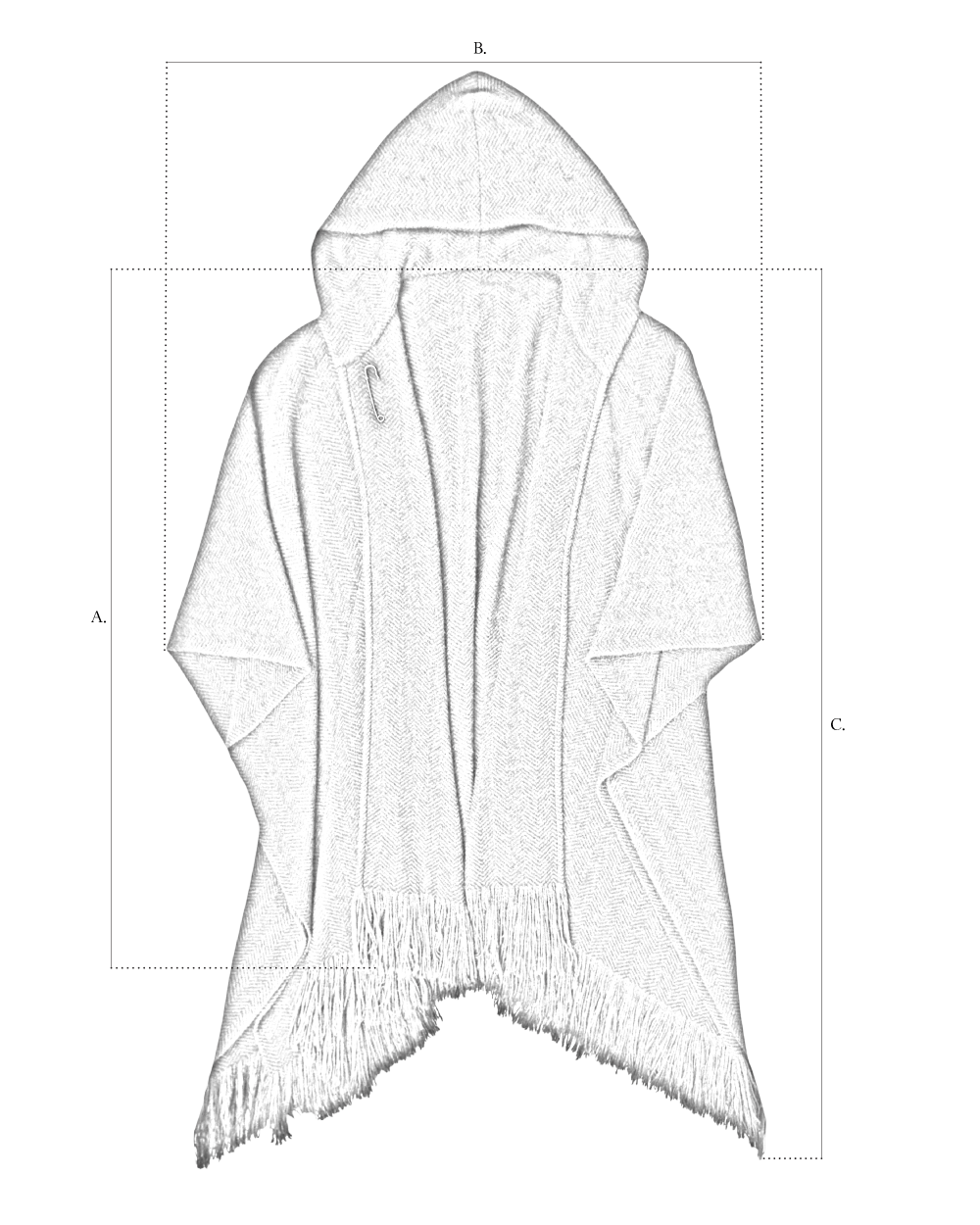 Hooded Cape size diagram
