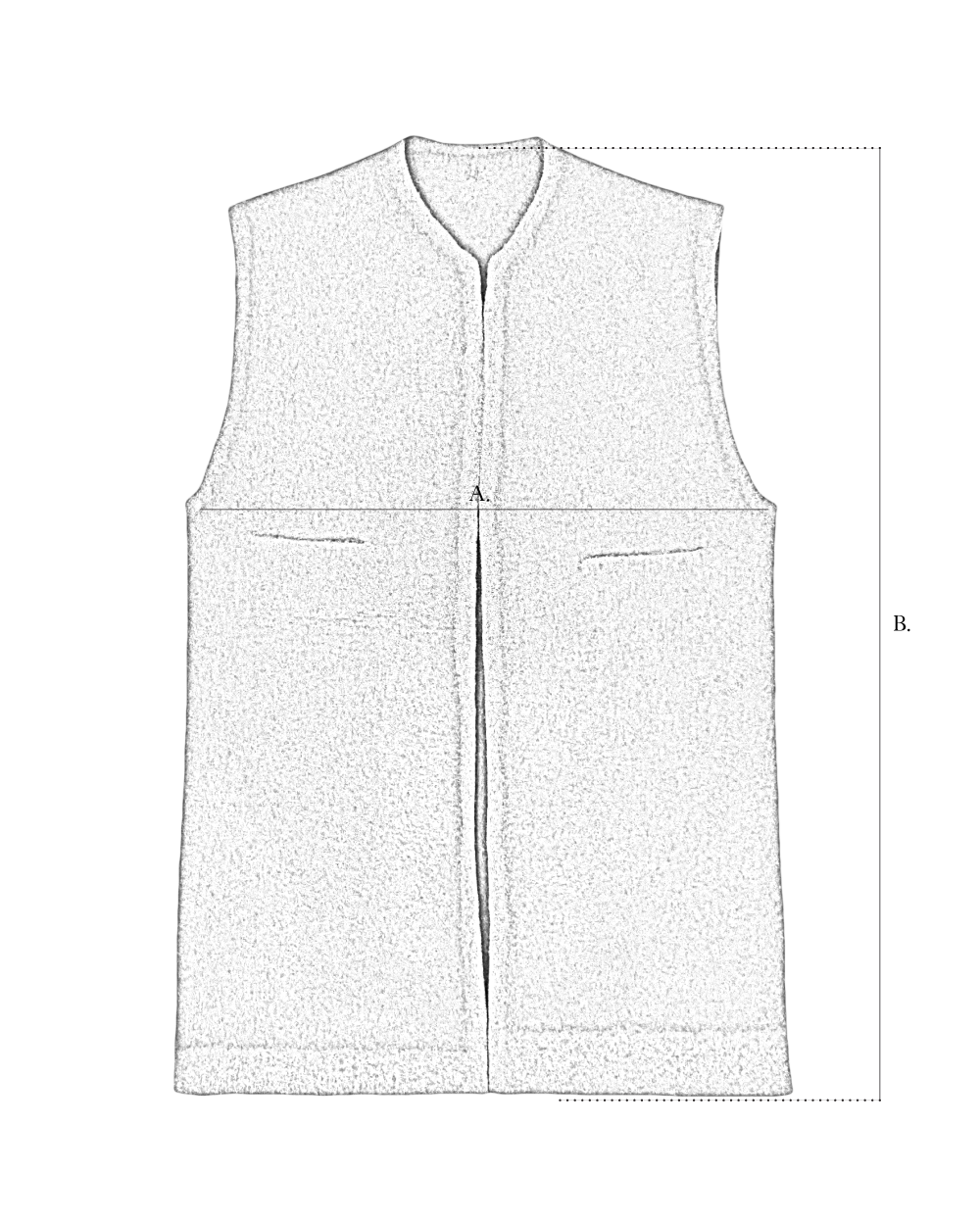 Long Felt Vest size diagram