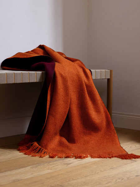 Overfelt Monk Throw. Luxury Orange Blankets and Throws, Norlha