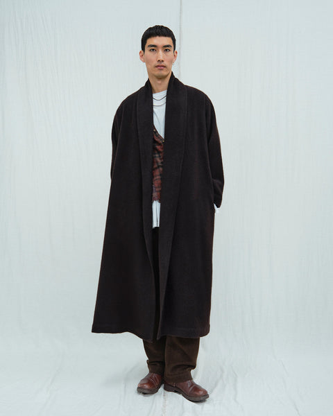 Mens Shawl-Collar Coat. Luxury menswear from b corp certified Norlha