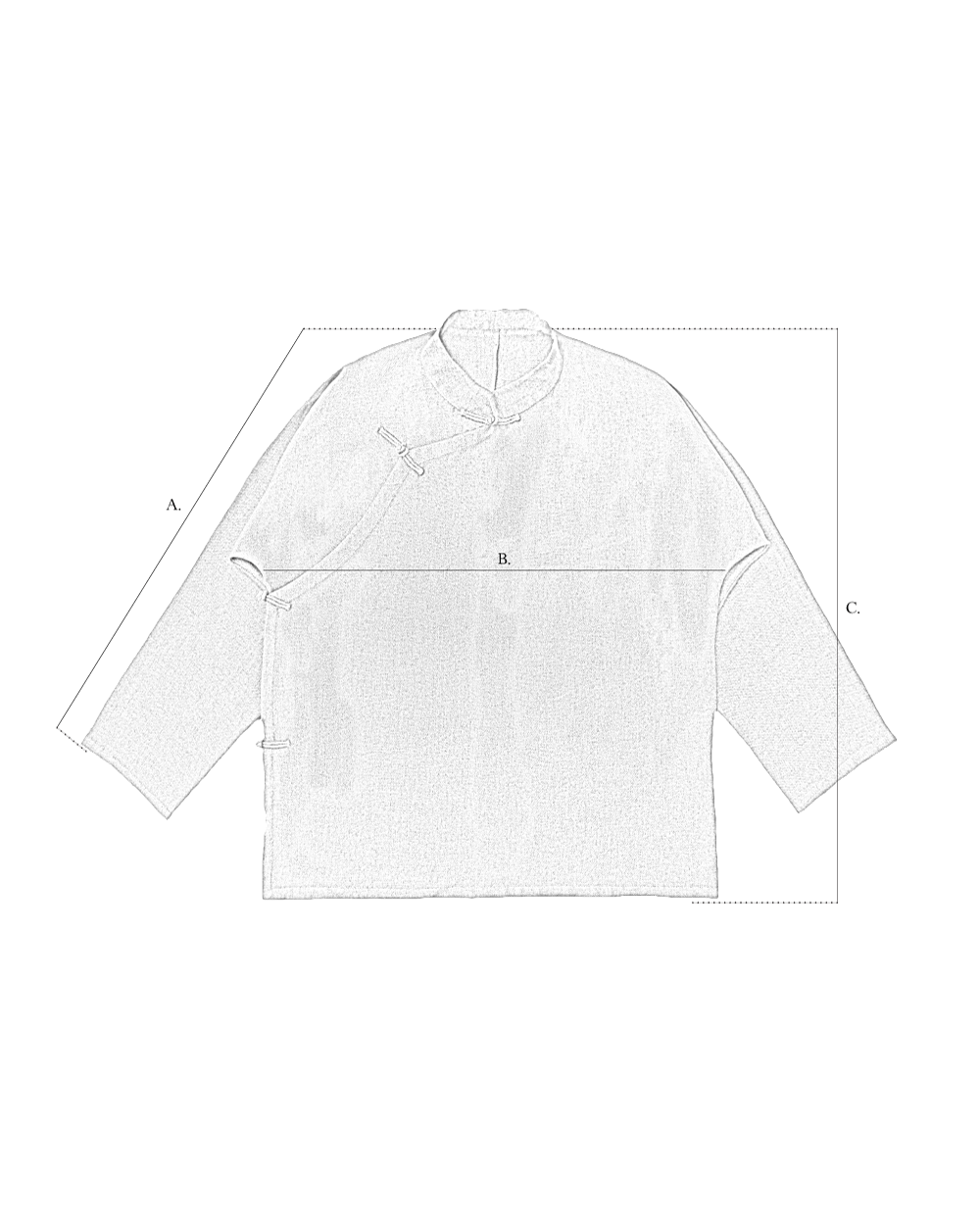 Tibetan Shirt size diagram