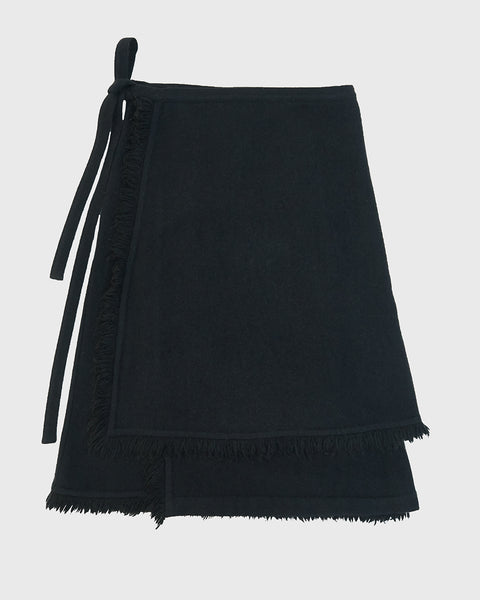 【BAON】Notats banding check layered wool long skirt layered wool maxi skirt, Designer swing skirt for winter