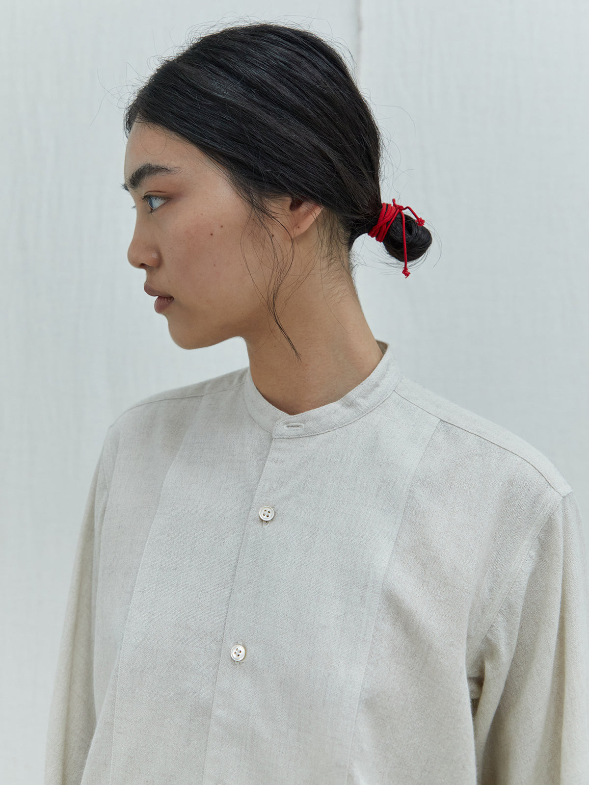 Bib Shirt. Chic wool silk shirts from B-Corp Norlha Atelier