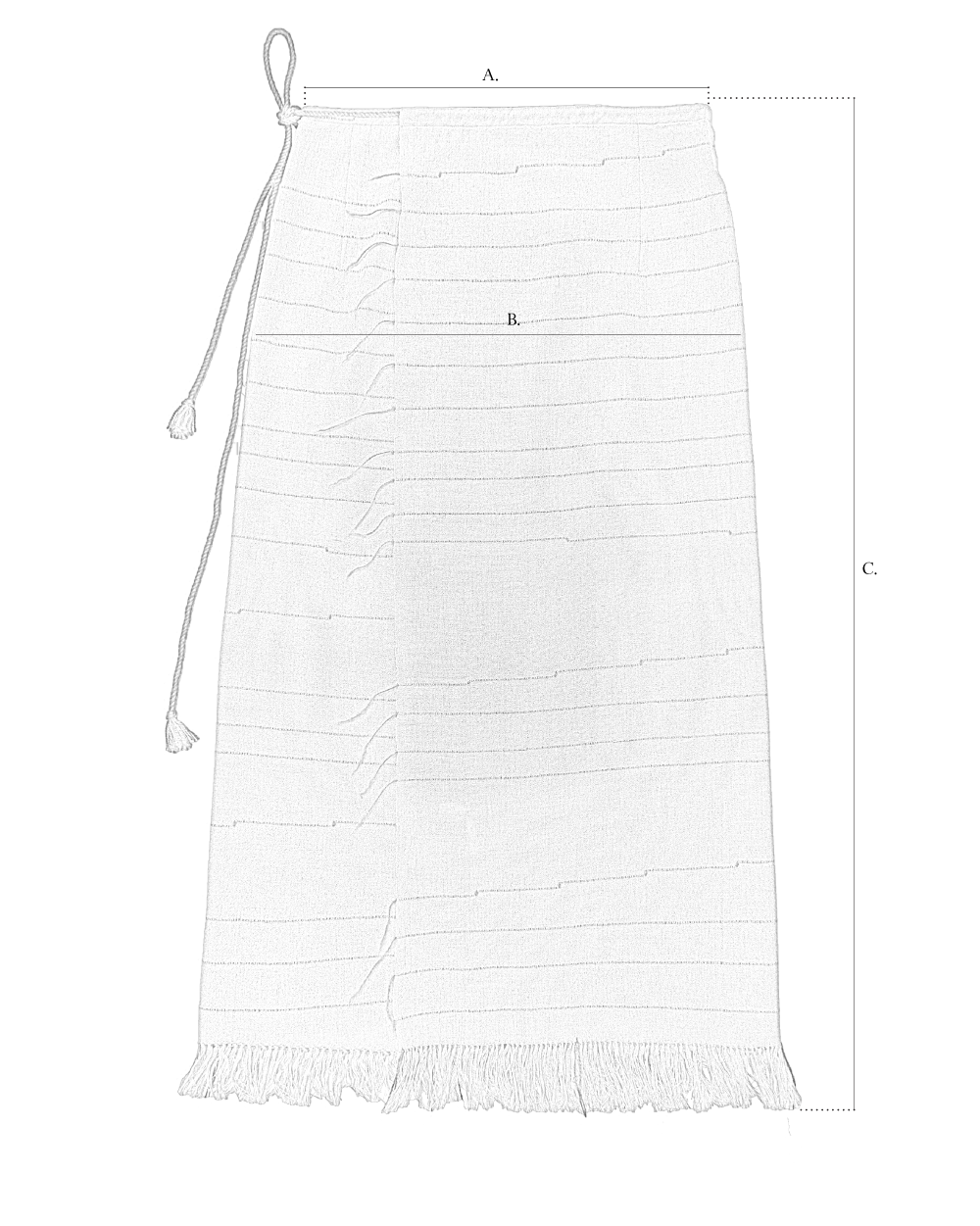 Mud Wall Wrap Skirt size diagram