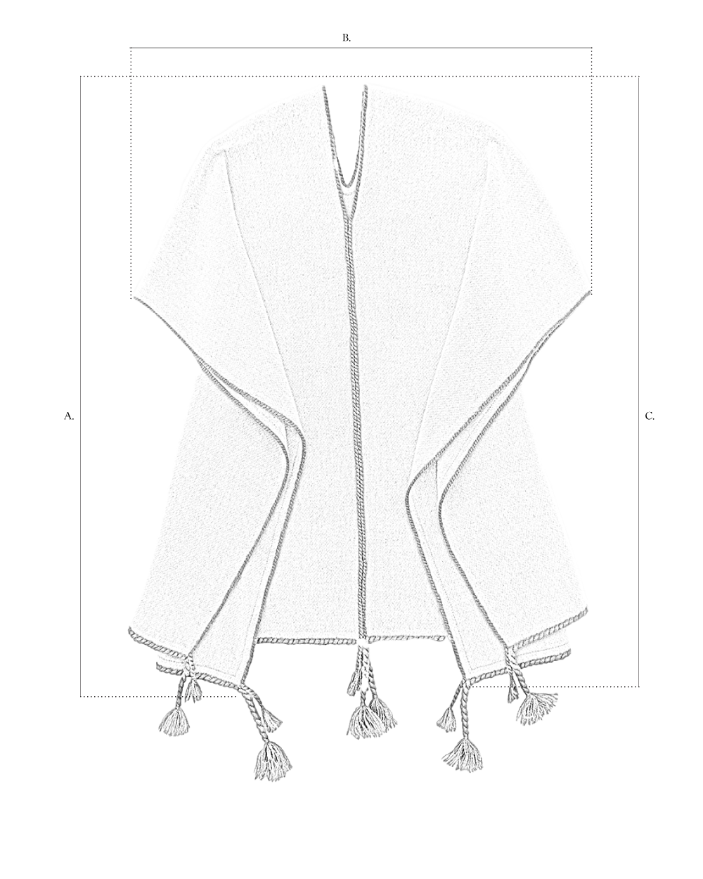 Children’s Dense Boiled Poncho size diagram