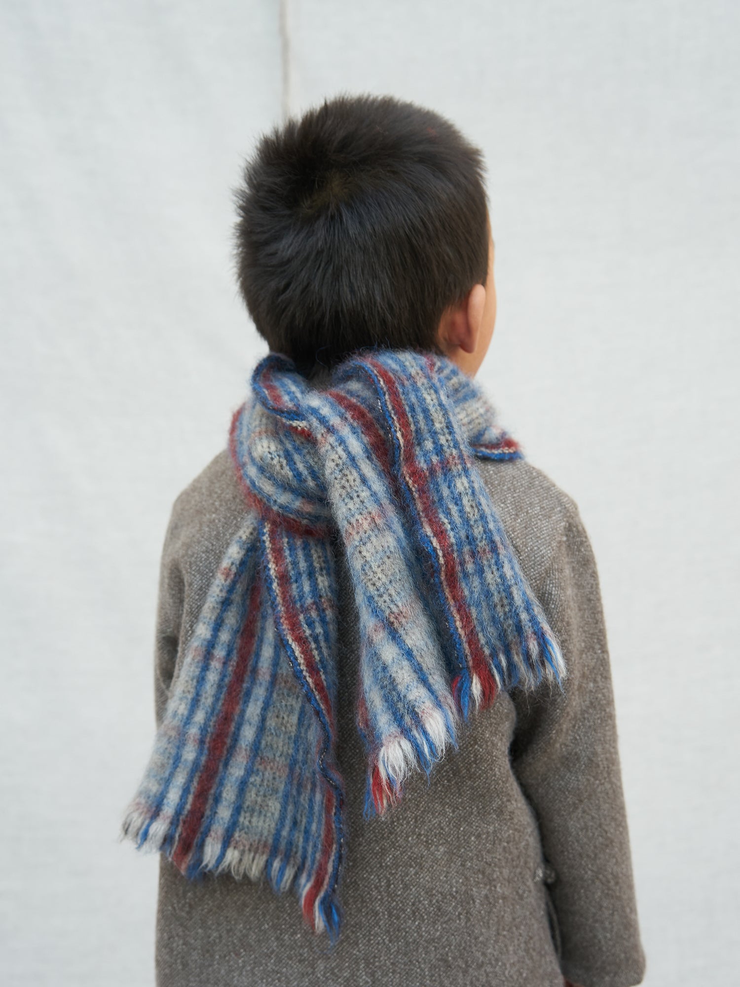 Children's Check Boiled Scarf. Soft Yak Wool Accessories, Norlha