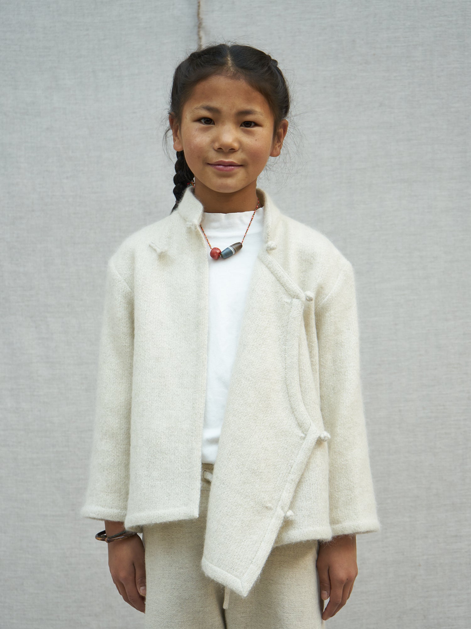 Children's Boiled Tibetan Jacket. White Yak Wool Outerwear, Norlha