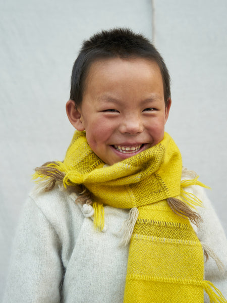 Yellow Yak Wool Children's Lake Scarf. Soft Yak Wool Accessories