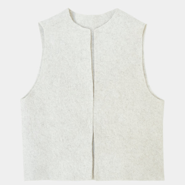 Cropped Yak Wool Felt Vest. Luxury women's wear from Norlha Atelier.