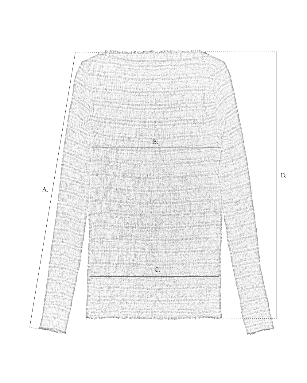 Long Sleeve Top size diagram