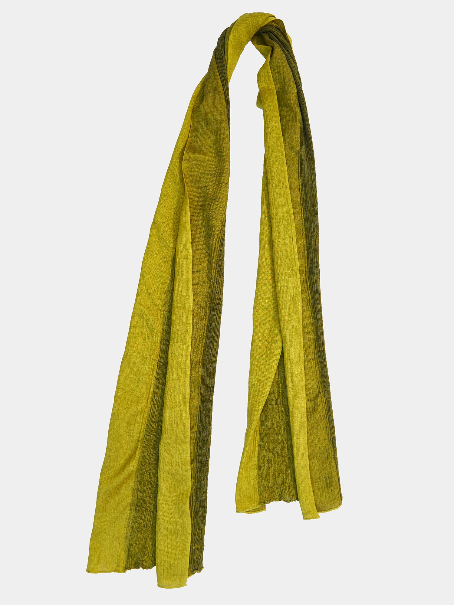 小物 YOKE / STILL JACQUARD LONG STOLE(ORANGE) Feather Waterfall Scarf. Handwoven naturally pleated yak wool silk