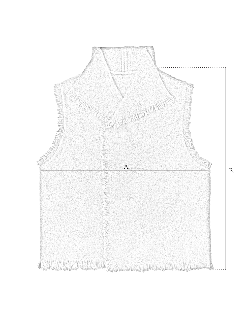 Dense Boiled Fringed Vest size diagram