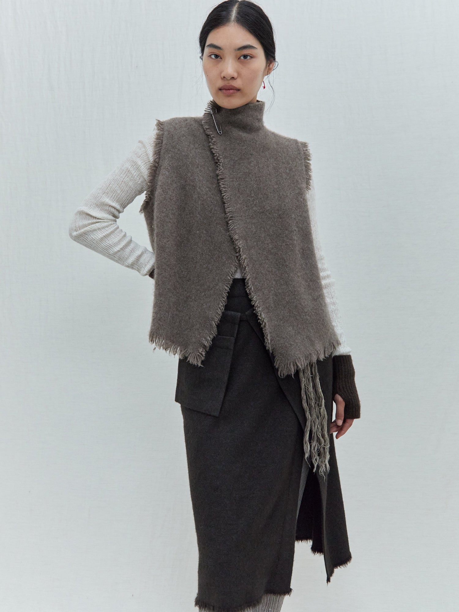 Fringed Nomad Dense Boiled Vest. Yak Wool Clothes from Norlha