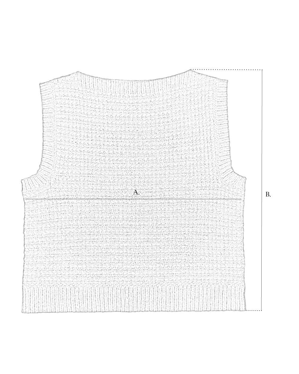 Knitted Tabard Jumper size diagram
