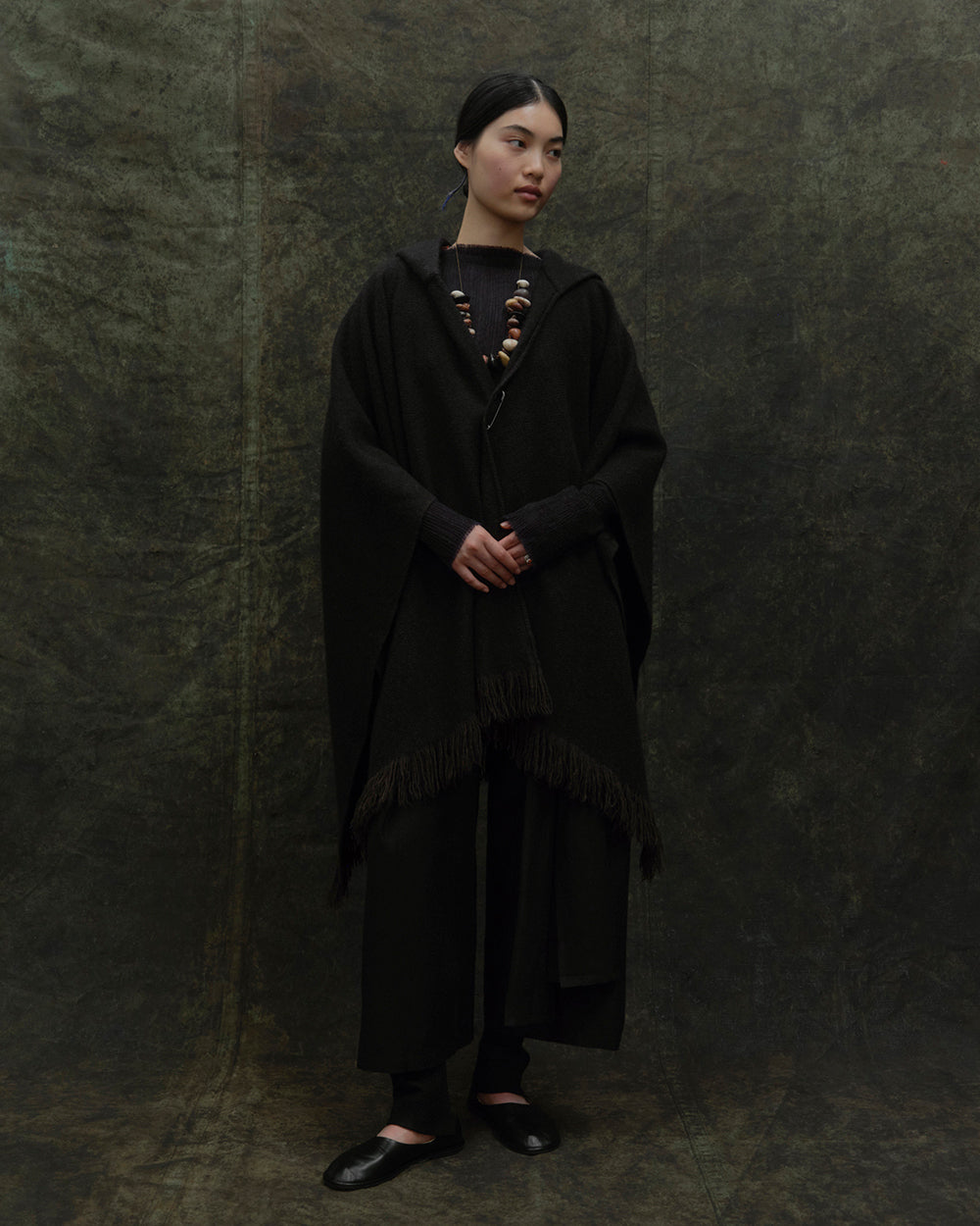 Hooded Poncho. Luxury yak wool clothes from Norlha Atelier