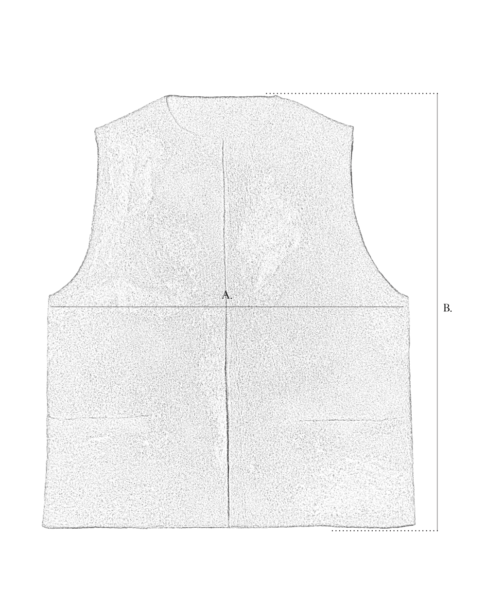 Melange Raw Felt Vest size diagram