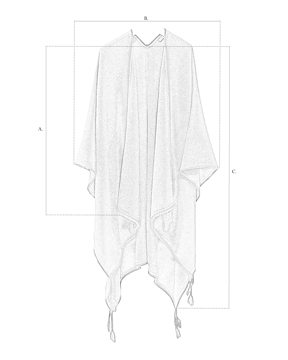 Nomad Boiled Split Cape size diagram