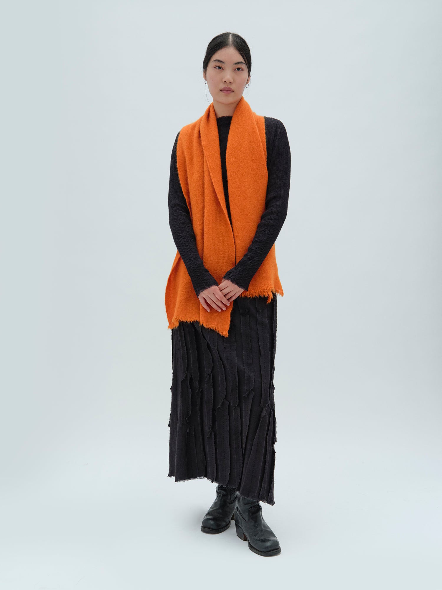 小物 NORLHA NOMAD NETS SKINNY SCARF Bright Orange Nomad Net Boiled Skinny Scarf. Handwoven at the