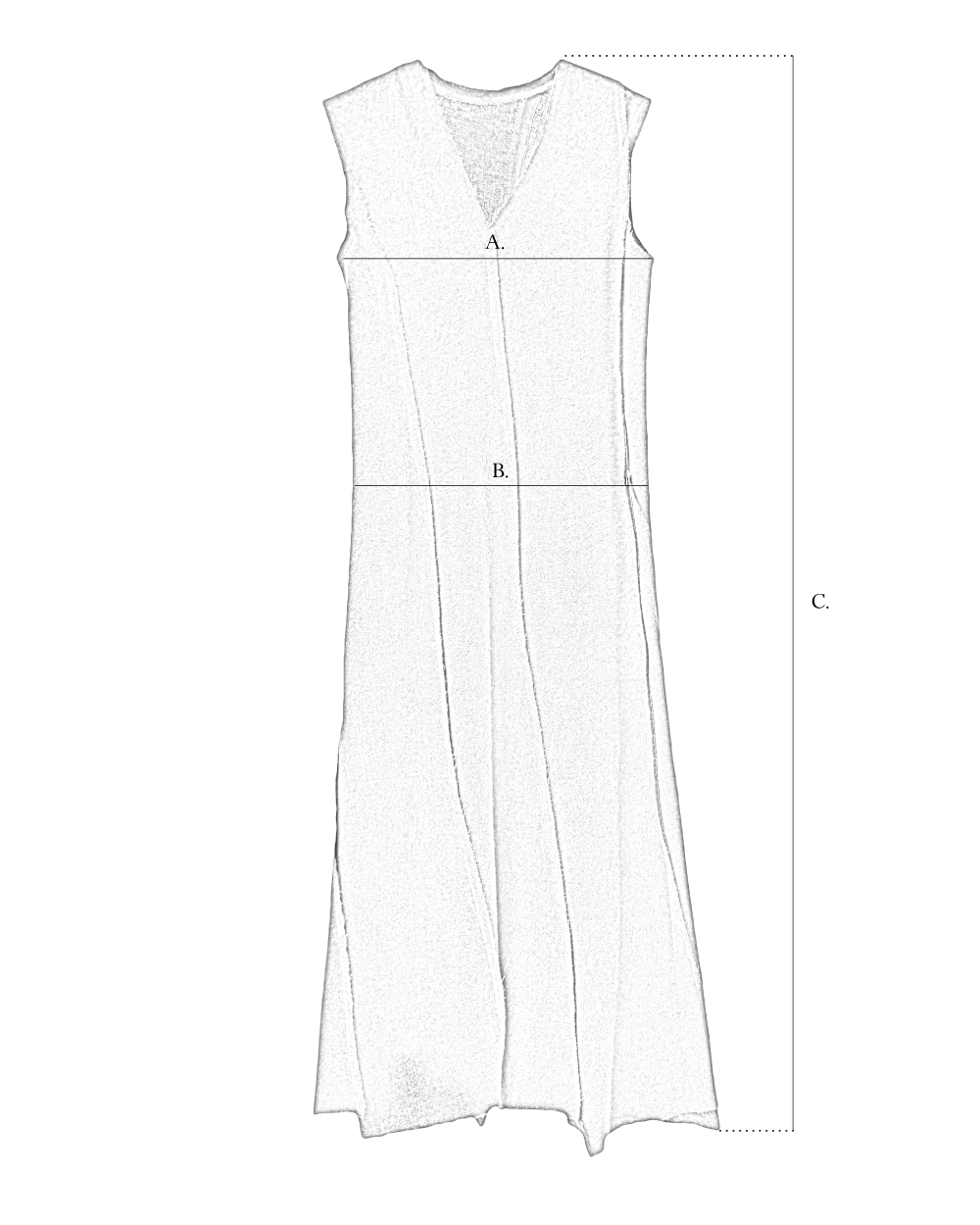 Panelled Dress size diagram