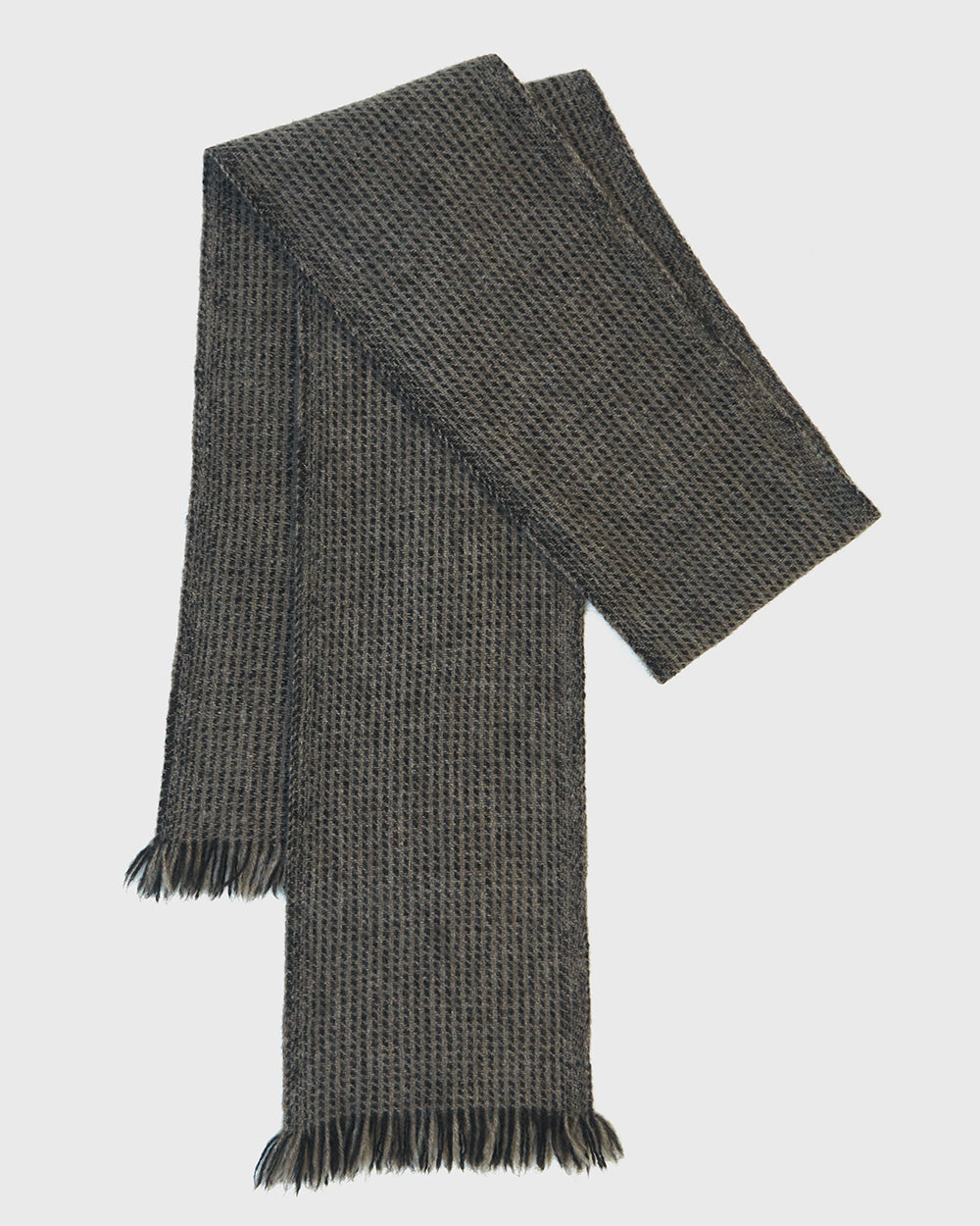 【CTHY】YAK WOOL LINE FRINGE STOLE／GRAY Natural Grey Yak Wool - Ethical Clothing, Scarves