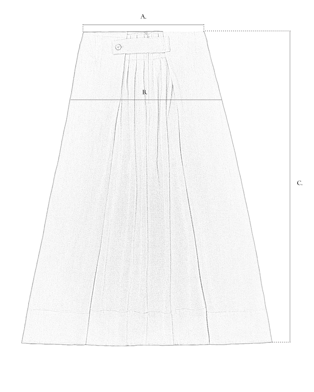 Front-Pleat Skirt size diagram
