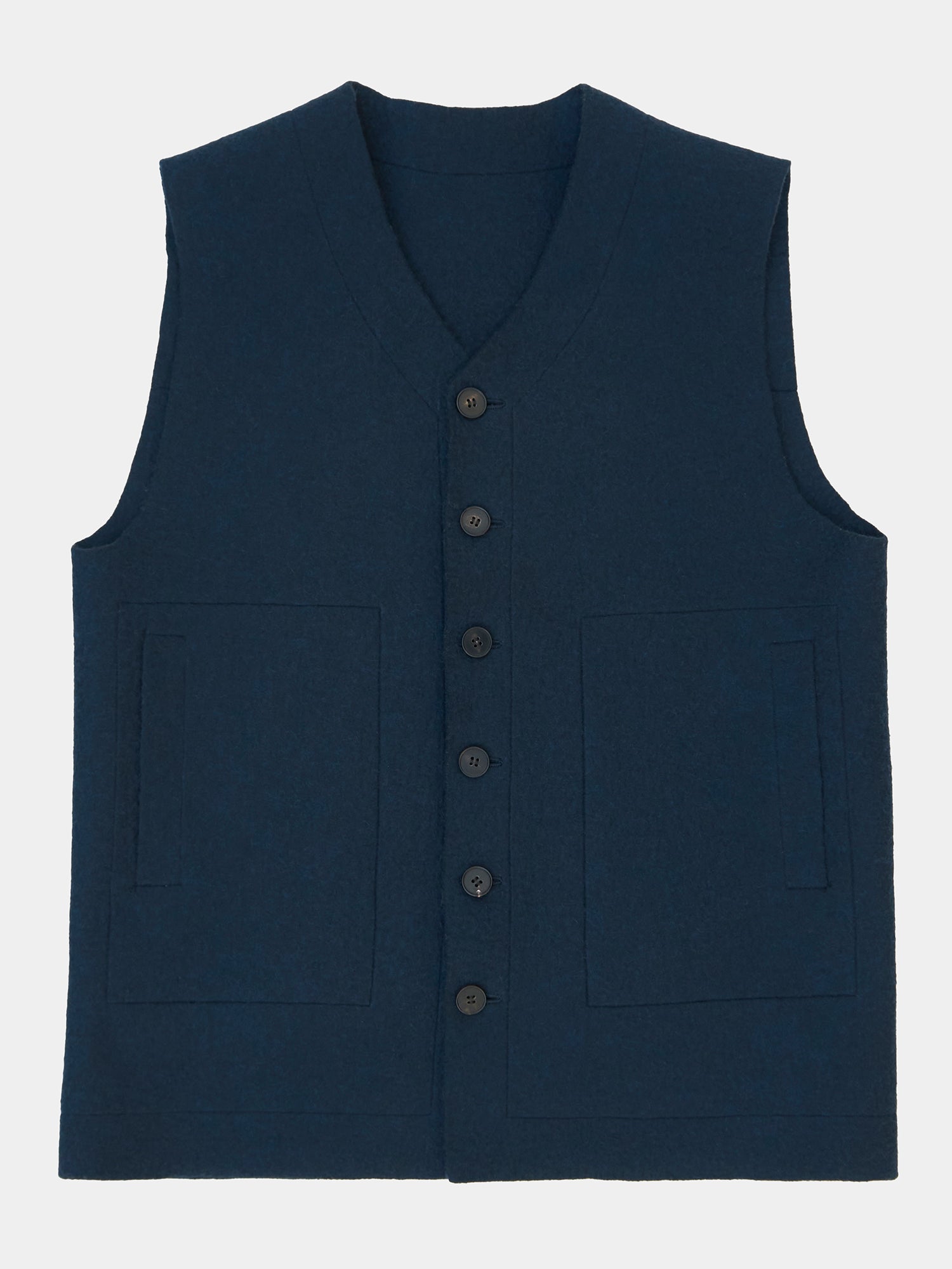Raw Felt Vest. Luxury men's yak wool clothing and accessories