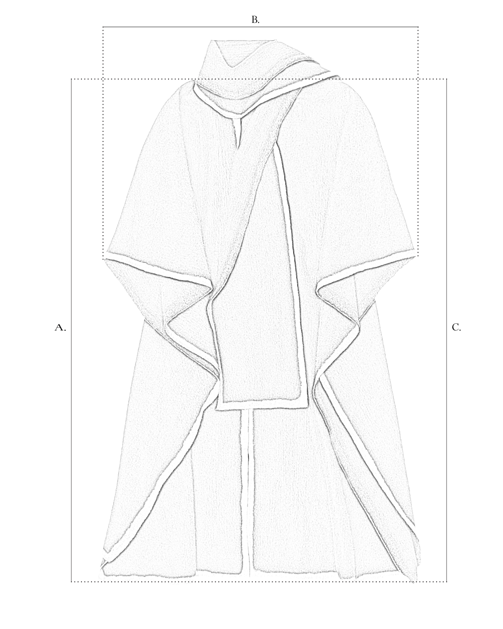 Overfelt Scarf Cape size diagram