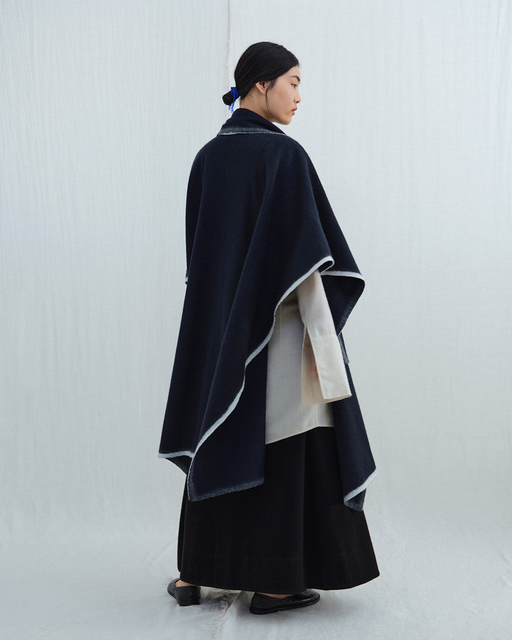Scarf-Detail Cape. Shop Yak Wool Capes and Ponchos from Norlha Atelier