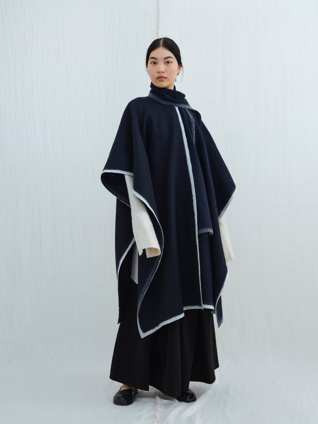 Scarf-Detail Cape. Shop Yak Wool Capes and Ponchos from Norlha Atelier