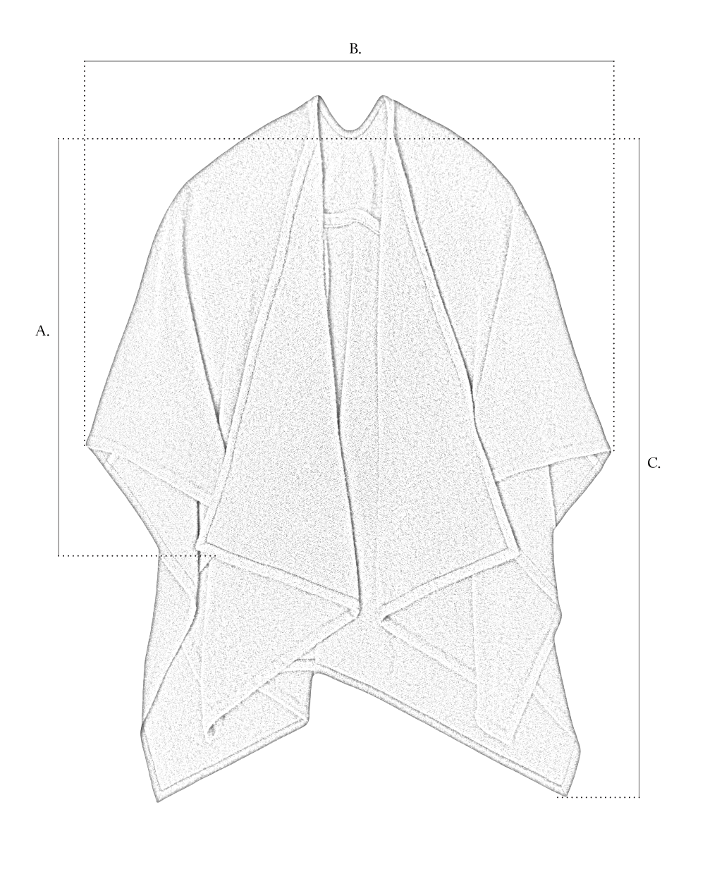 Seamed Cape size diagram