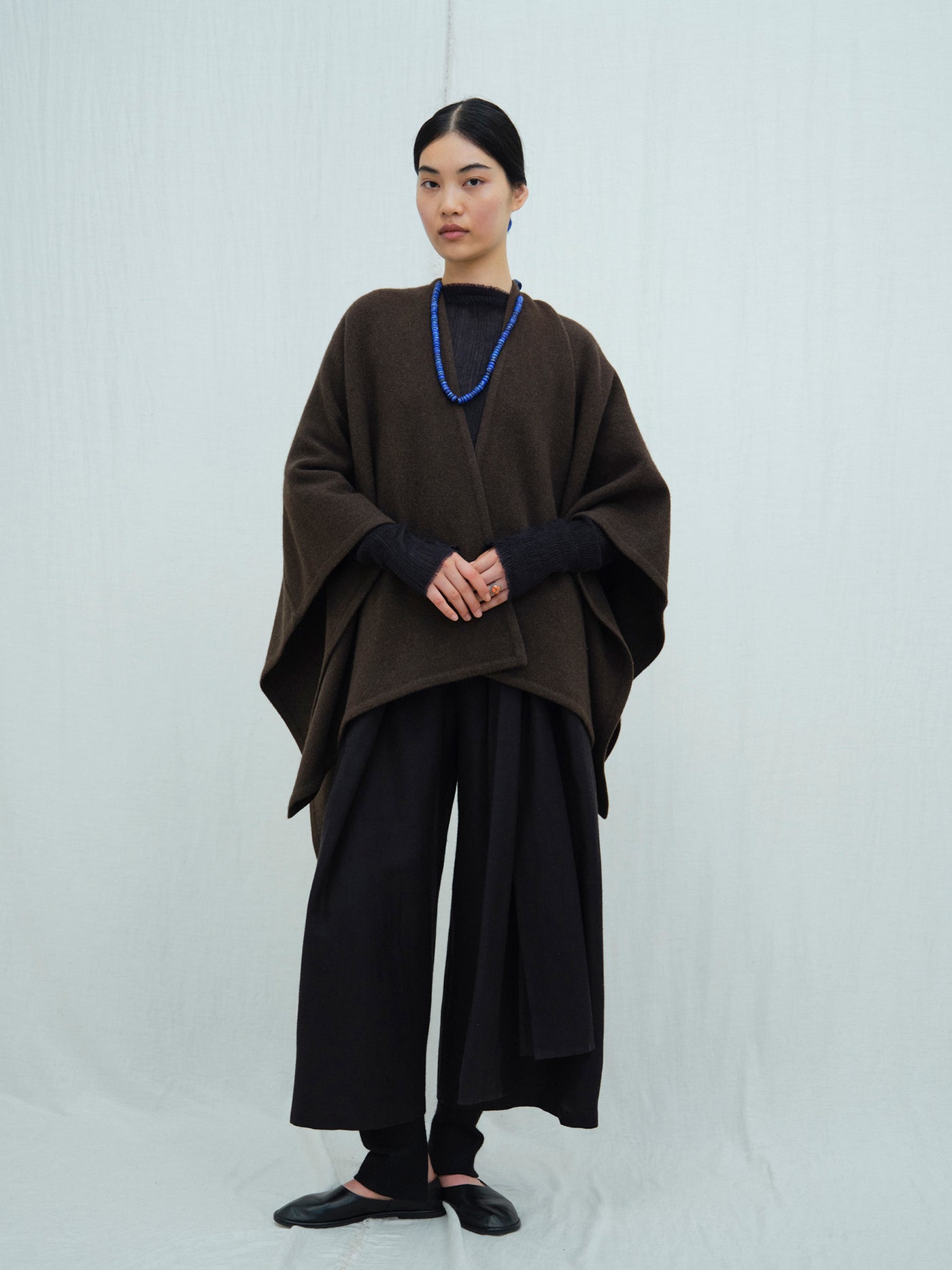 Yak Wool Seamed Shawl Poncho. Luxury Wool Ponchos, Norlha