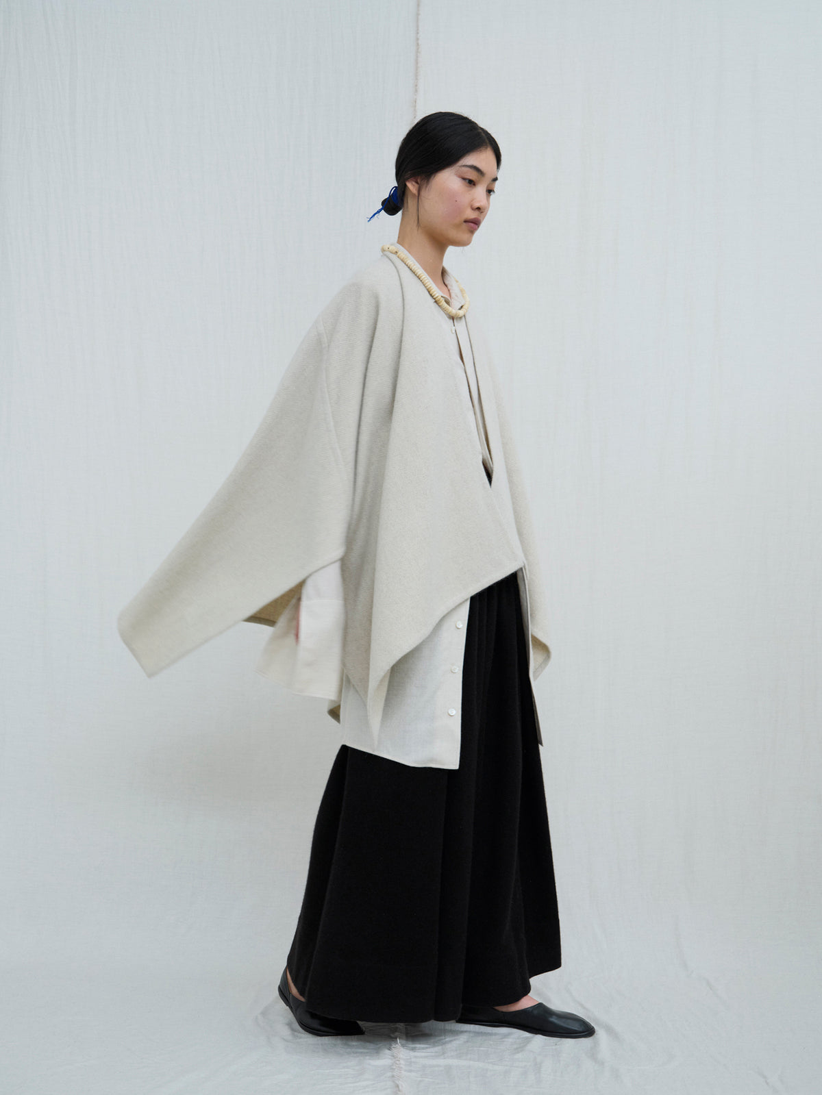 Yak Wool Seamed Shawl Poncho. Luxury Wool Ponchos, Norlha