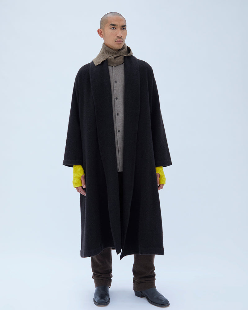 Mens Shawl-Collar Coat. Luxury menswear from b corp certified Norlha