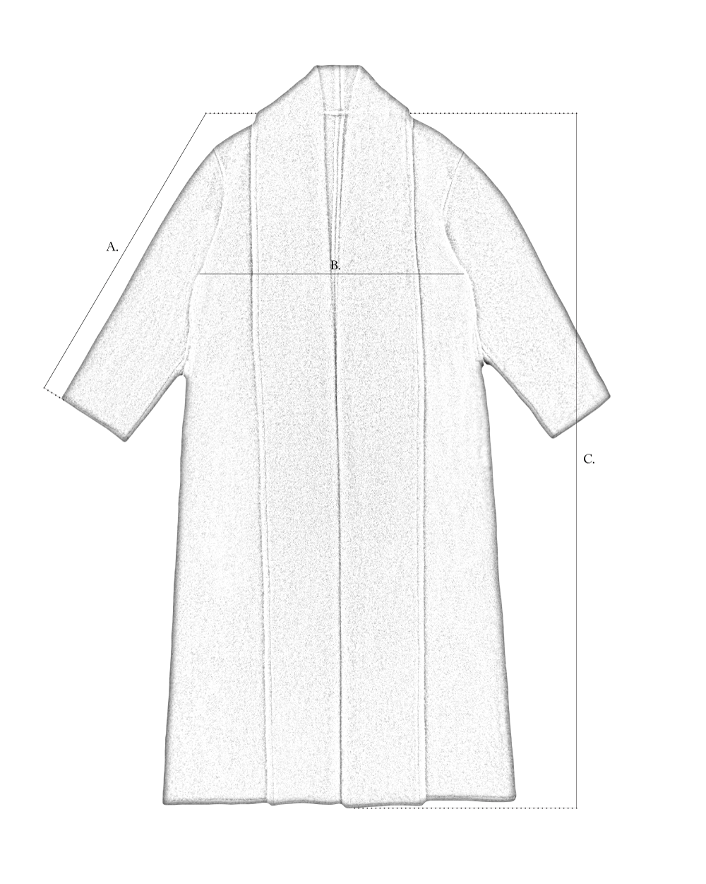 Shawl-Collar Coat (Men) size diagram