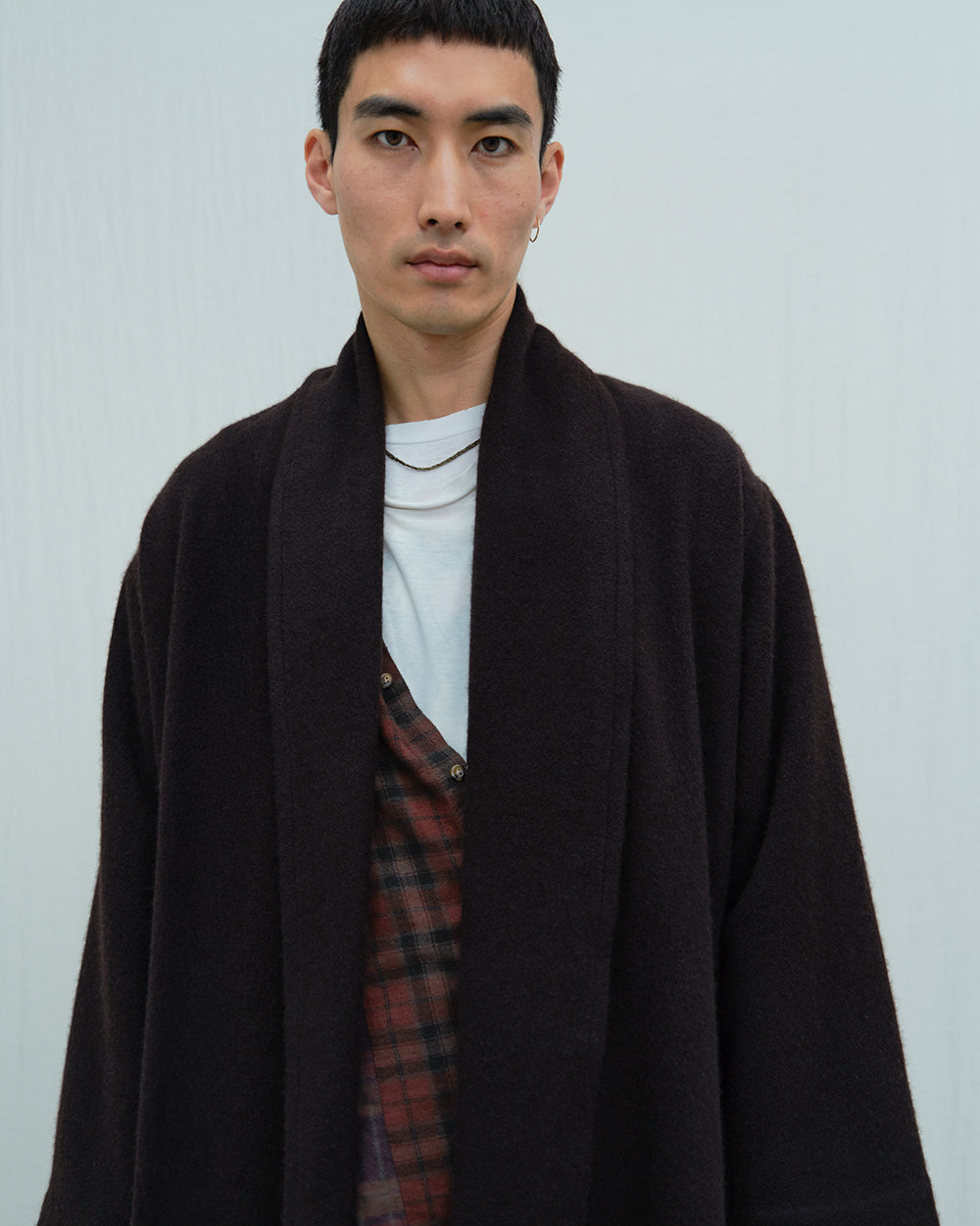Mens Shawl-Collar Coat. Luxury menswear from b corp certified Norlha