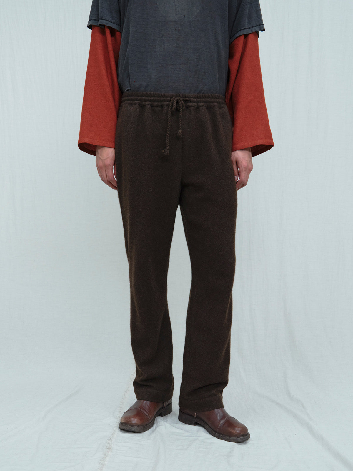 Slim Leg Drawstring Wool Trousers. Ethical Men's Fashion, Norlha