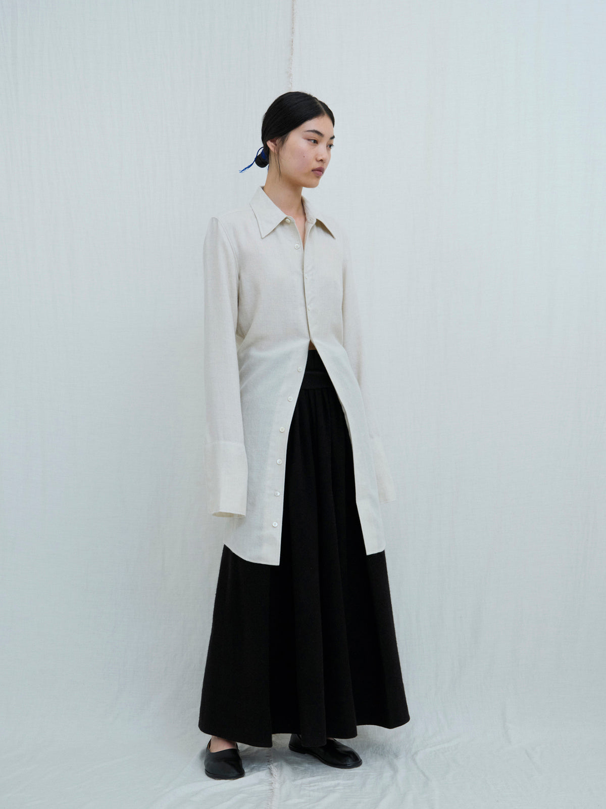 Tibetan Chuba Shirt. Yak wool silk long sleeved shirt, Norlha Atelier