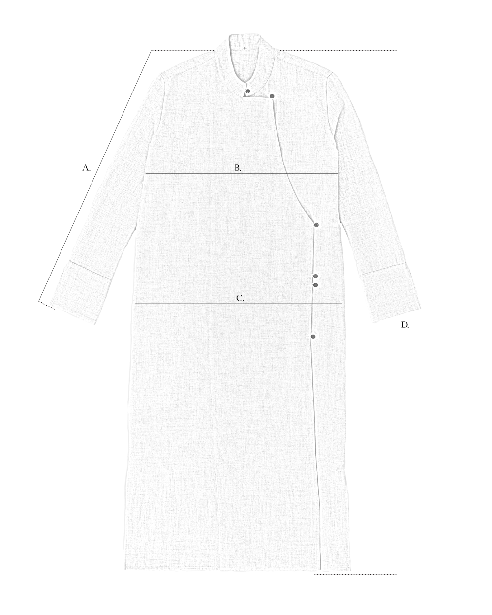 Tibetan Shirt Dress size diagram